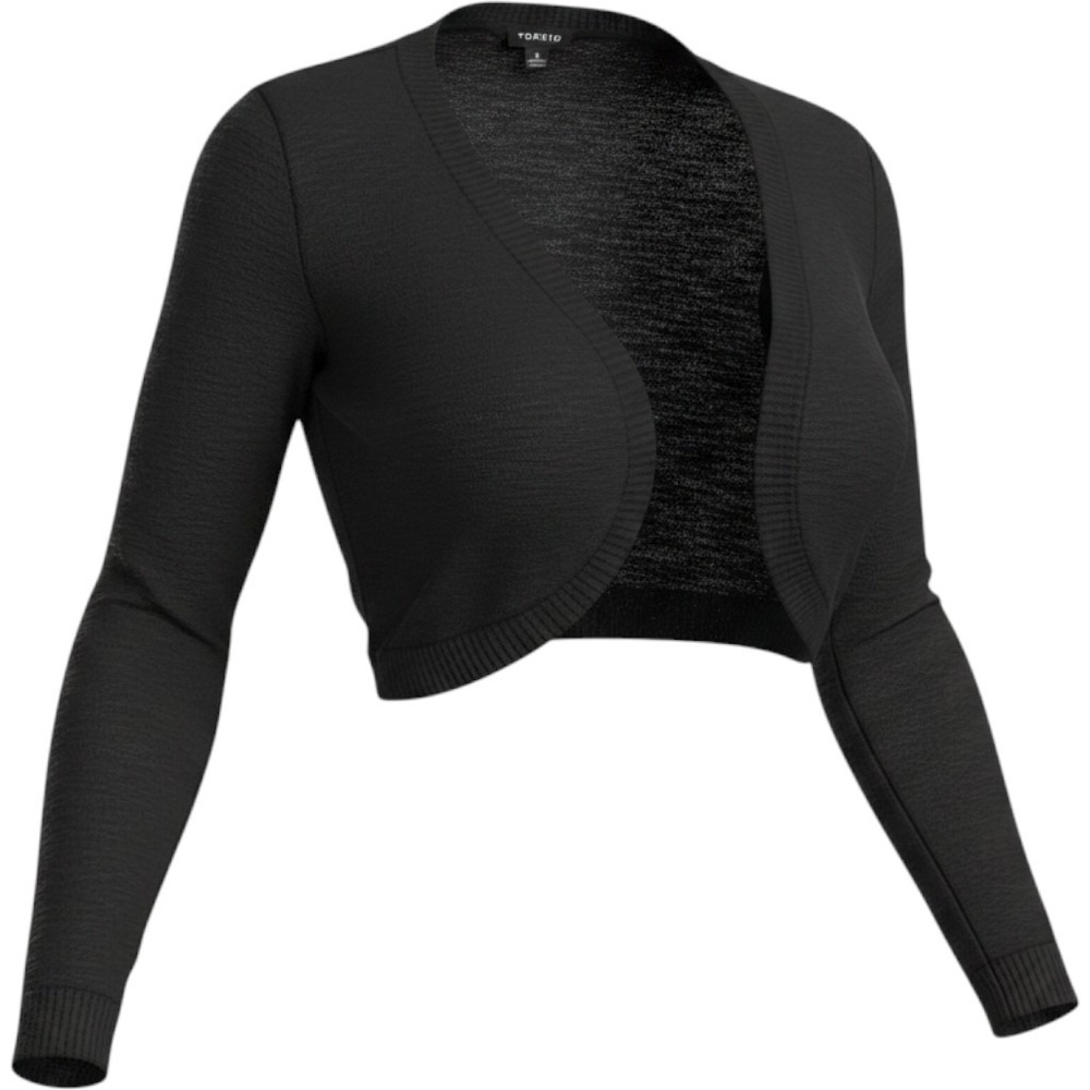 Torrid Black Shrug Cardigan Size 0 L Cropped Open Front Textured Knit Sweater